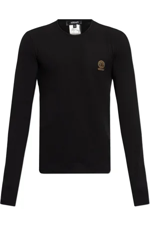 VERSACE Top, Herre, Sort, 3XL, Bomuld, Undertrøje med lange ærmer