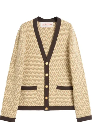 VALENTINO GARAVANI Strik, Herre, , L, Uld, Uld Cardigan med Jacquard Motiv