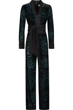 Diane von Furstenberg Jumpsuits & Playsuits, Dame, Grøn, S, Læder, Grøn Eco-Læder Viskose Dragt