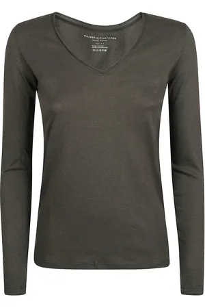 Majestic Top, Dame, Grøn, M, Bomuld, Militærstil Bomuld Cashmere T-shirts Polos