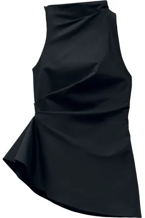 Alexander McQueen Top, Dame, Sort, XS, Bomuld, Sort Rynket Ærmeløs Top Italien