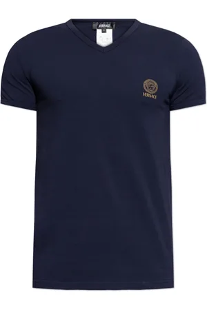 VERSACE Top, Herre, Blå, S, Bomuld, Lingeri T-shirt med V-udskæring