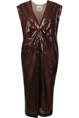 Crida Milano Kjole, Dame, Brun, M, Polyester, Brun Polyester Kjole Lavet i Italien