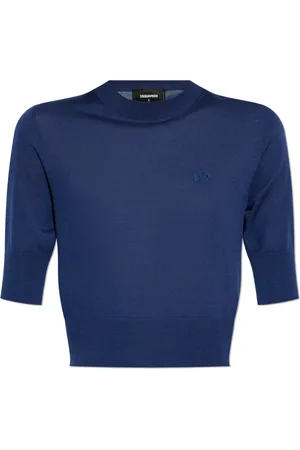 Dsquared2 Strik, Dame, Blå, 2XS, Uld, Uldtop med broderet logo