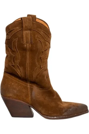 Elena Iachi Sko, Dame, Brun, 36 EU, Suede, Suede Texano Støvler - Vintage Stil