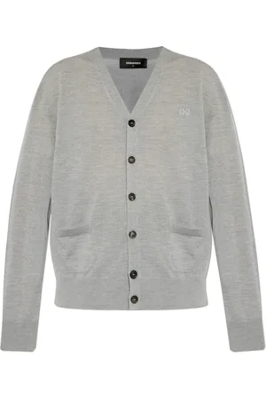 Dsquared2 Strik, Dame, Grå, M, Uld, Uld Cardigan med Lommer