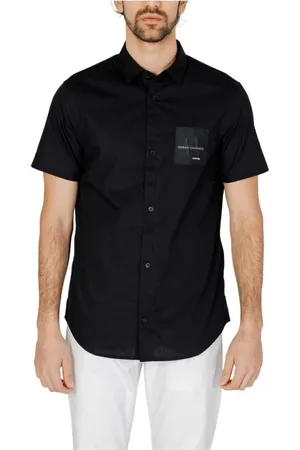 Armani Exchange Skjorte, Herre, Sort, S, Bomuld, Bomuld Skjorte Kortærmet