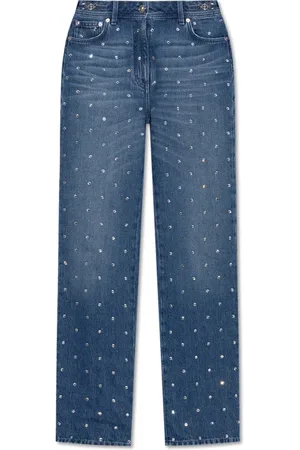 VERSACE Jeans, Dame, Blå, W28, Bomuld, Jeans med skinnende krystaller