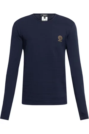VERSACE Top, Herre, Blå, XL, Bomuld, Langærmet undertrøje