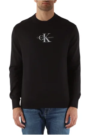 Calvin Klein Sweathshirts & Hoodies, Herre, Sort, 2XL, Bomuld, Bomuld Crewneck Broderet Logo Sweater