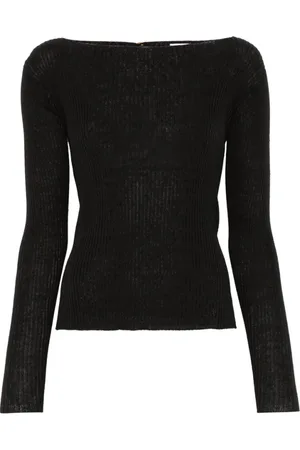 Baserange Strik, Dame, Sort, M, Bomuld, Langærmet Linned Bomuld Top