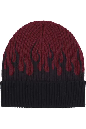 Vision Of Super Tilbehør, Herre, Flerfarvet, ONE SIZE, Uld, Flames Beanie Hat med Ribbed Workmanship