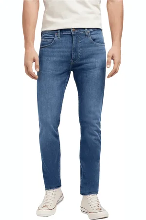 Lee Jeans, Herre, Blå, W33 L32, Bomuld, Slim Straight Jeans
