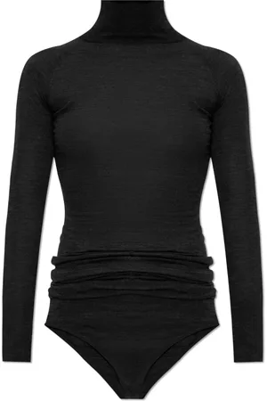 Alaïa Top, Dame, Sort, S, Uld, Uld turtleneck bodysuit