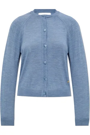 Moschino Strik, Dame, Blå, 2XS, Uld, Cardigan med cut-out