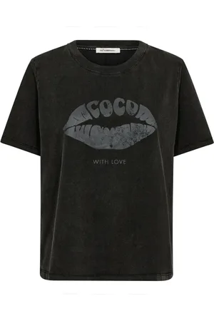 Co`Couture Top, Dame, Sort, S, Uld, Acid Kiss Tee med Print