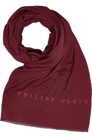 Philipp Plein Tilbehør, Dame, Rød, ONE SIZE, Tørklæde Halstørklæde Sjal med Broderet Logo