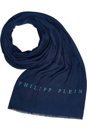 Philipp Plein Tilbehør, Dame, Blå, ONE SIZE, Tørklæde Halstørklæde Sjal med Broderet Logo
