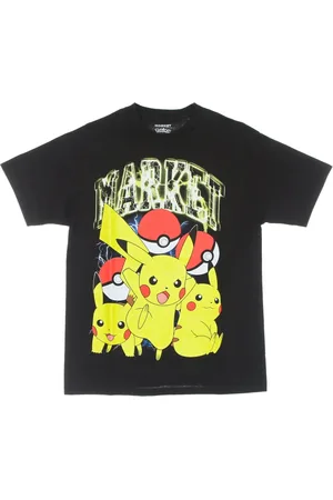 MARKET Top, Herre, Sort, L, Bomuld, Pikachu Elektrisk Chok T-shirt