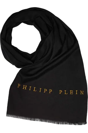 Philipp Plein Tilbehør, Dame, Sort, ONE SIZE, Tørklæde Halstørklæde Sjal med Broderet Logo