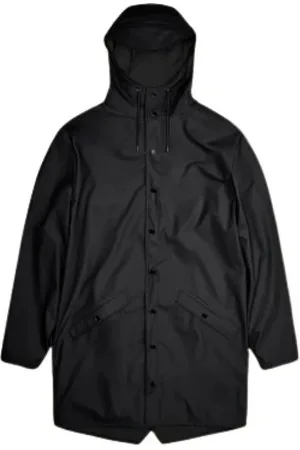 Rains Jakke, Dame, Sort, M, Uld, Sort Lang Jakke Vandtæt Stilfuldt Design