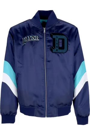 DOLLY NOIRE Jakke, Herre, Blå, S, Satin, Navy Satin Bomber Jacket Men