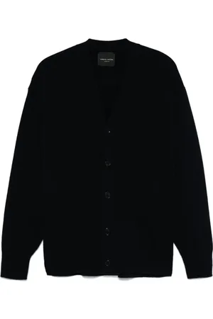 Roberto Collina Strik, Herre, Blå, XL, Uld, Stilfuld Strik Cardigan til Kvinder