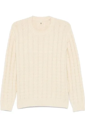 Sunflower Strik, Herre, Hvid, S, Bomuld, Ternet Crew Neck Sweater i fløde