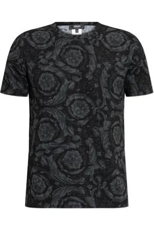 VERSACE Top, Herre, Sort, XL, Bomuld, Undershirt T-shirt med Barocco print