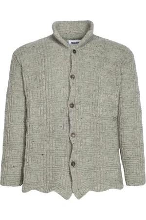 MAGLIANO Strik, Herre, Grå, L, Uld, Chunky Strik Cardigan med Høj Krave