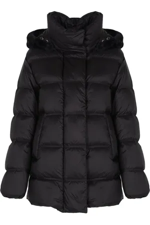 Geox Jakke, Dame, Sort, 2XS, Uld, Kort Quiltet Jakke med Aftagelig Hætte