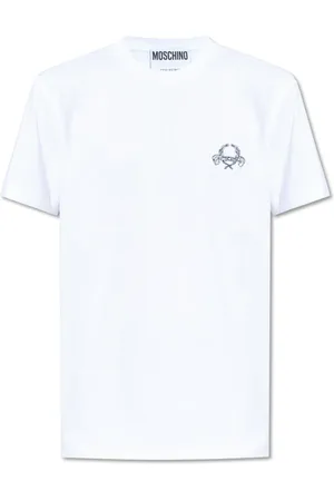 Moschino Top, Herre, Hvid, S, Bomuld, T-shirt med broderet logo