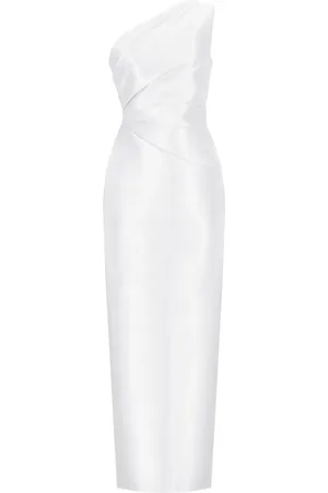 Solace Kjole, Dame, Hvid, M, Uld, Hvid Satin En-Skulder Kjole