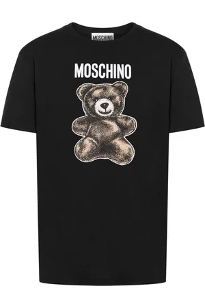 Moschino Top, Herre, Sort, M, Bomuld, Sort Crew Neck T-shirt med Teddy Bear Logo