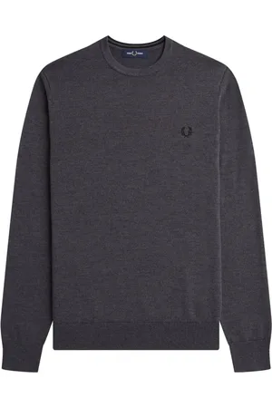 Fred Perry Strik, Herre, Grå, 2XL, Bomuld, Klassisk Crew Neck Sweater