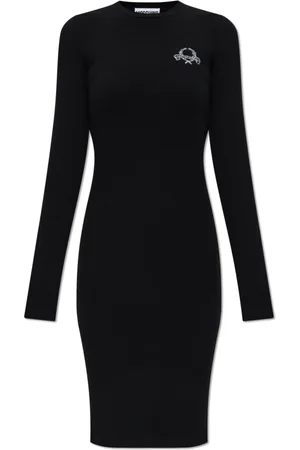 Moschino Kjole, Dame, Sort, S, Uld, Kjole med logo