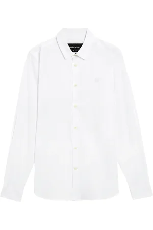 Lyle & Scott Skjorte, Herre, Hvid, 2XL, Bomuld, Slim Fit Skjorte med Tonal Logo