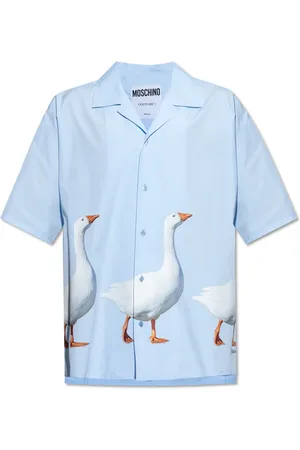 Moschino Skjorte, Herre, Blå, S, Bomuld, Skjorte med dyreprintmotiv