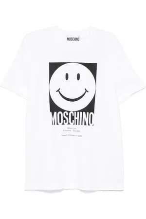 Moschino Top, Herre, Hvid, L, Bomuld, Smiley® Samarbejde Hvid Crew Neck T-shirt