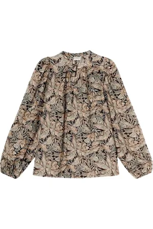 Apof Bluser & Skjorter, Dame, Flerfarvet, S, Bomuld, Audrey Bluse i Marineblå