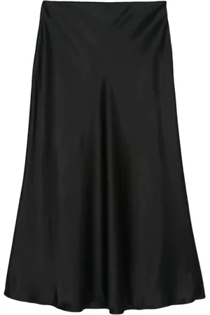 Nanushka Nederdel, Dame, Sort, L, Satin, Sort Satin Midi Nederdel Flæse Design