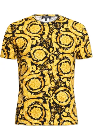 VERSACE Top, Herre, Gul, L, Bomuld, Lingeri T-shirt med Barocco print