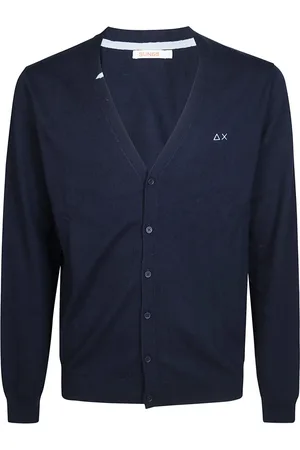 sun68 Strik, Herre, Blå, XL, Bomuld, Solid Cardigan Sweater