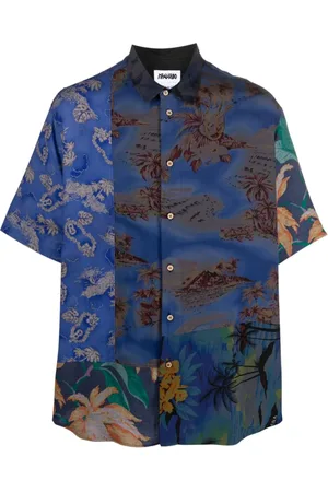 MAGLIANO Skjorte, Herre, Sort, S, Vintage Hawaiian Surplus Skjorte