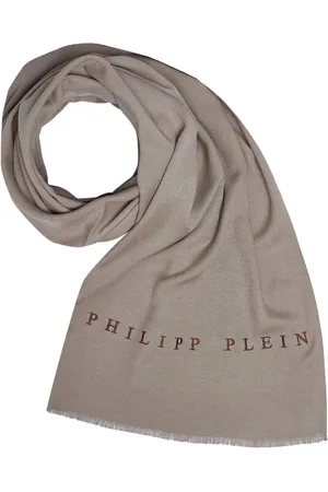 Philipp Plein Tilbehør, Dame, Brun, ONE SIZE, Tørklæde Halstørklæde Sjal med Broderet Logo