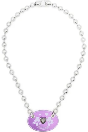 SAFSAFU Tilbehør, Dame, Grå, ONE SIZE, Lilla Swarovski Crystal Statement Halskæde