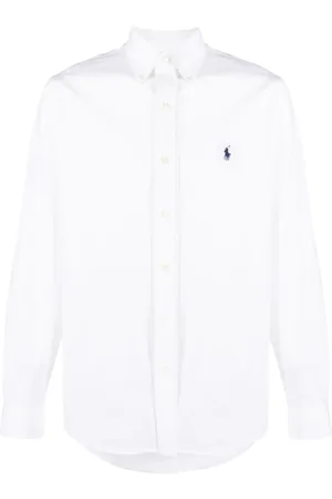 Ralph Lauren Skjorte, Herre, Hvid, S, Bomuld, Broderet bomuldsskjorte