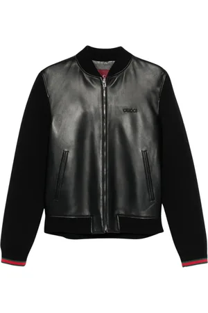 Gucci Jakke, Herre, Sort, L, Bomuld, Sort Bomberjakke med Logo Patch