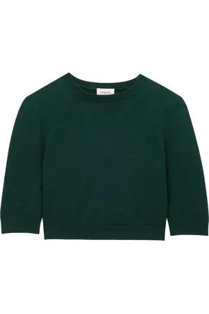 Saint Laurent Strik, Dame, Grøn, S, Uld, Grøn Uldstrik Crop Top