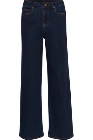 Kaffe Jeans, Dame, Blå, S, Uld, Højtaljede Jeans Mørkeblå